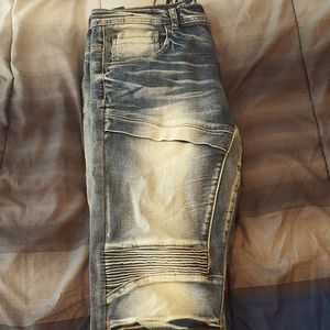 Men's 8DST 3D Cut Line Moto Slim Fit Blue Jeans